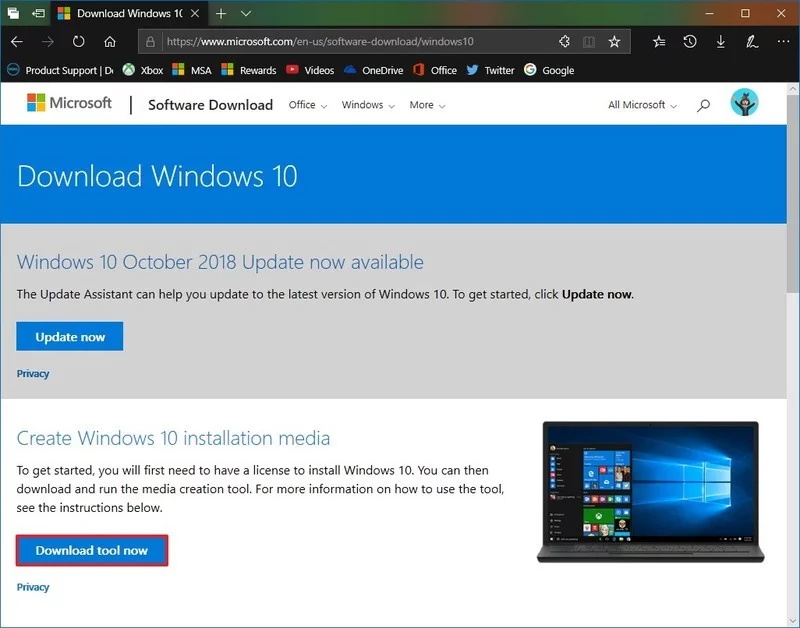 “创建Windows 10安装媒体”下，单击“立即下载工具”