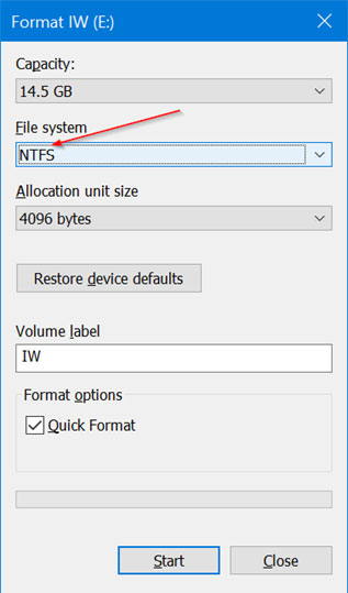 如何使用磁盘管理在Windows10中分区USB驱动器：NTFS分区