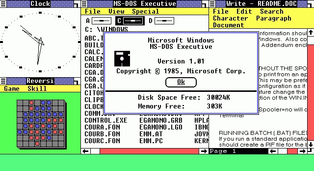 Windows 1.0操作系统界面